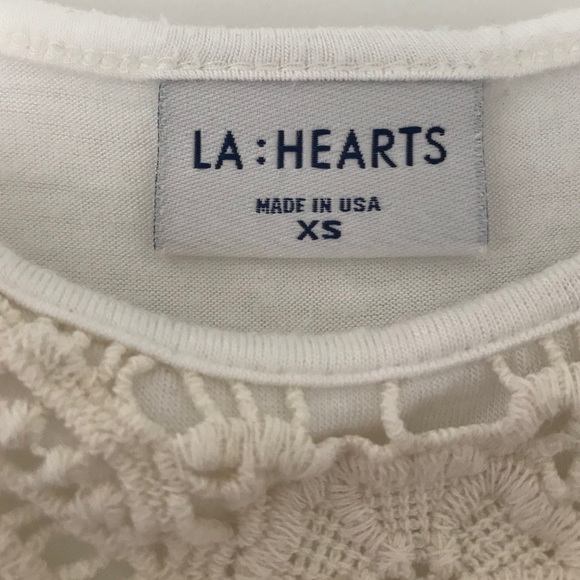 LA Heart Off White Crotchet Top. - Picture 2 of 3